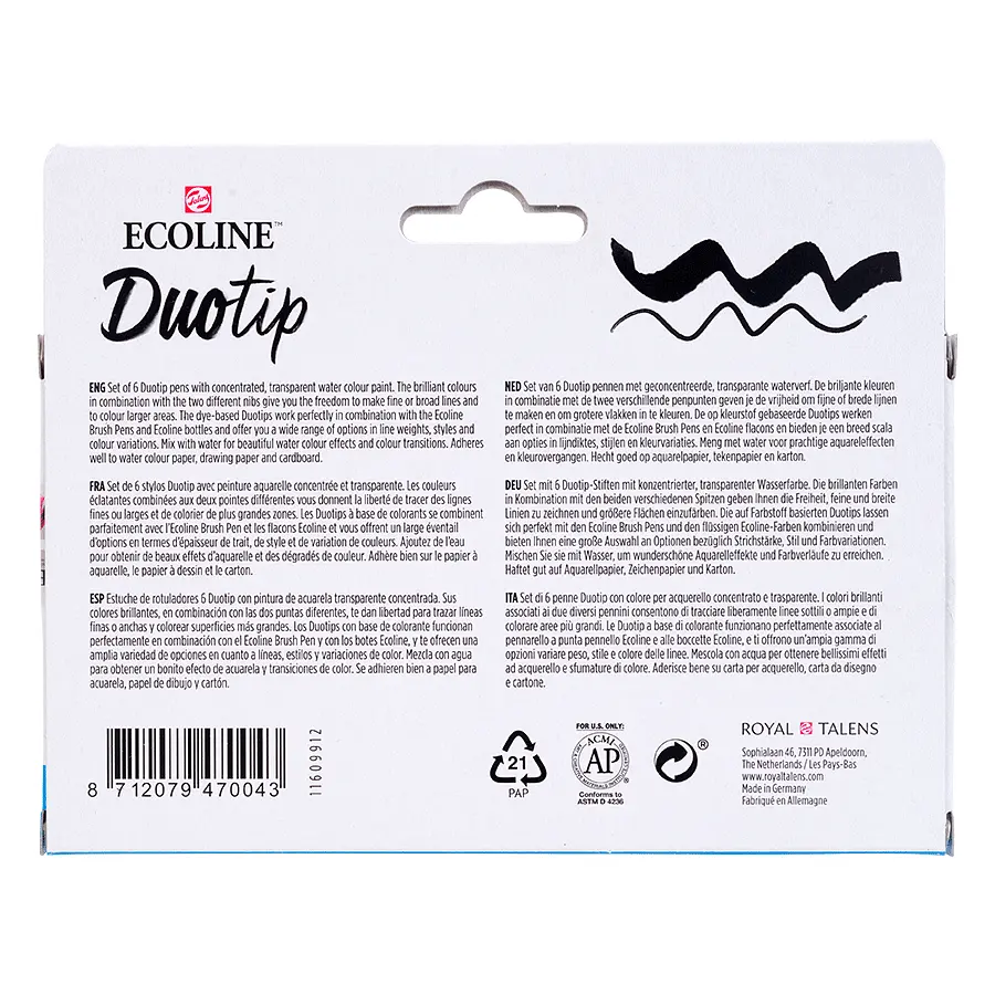 Набор акварельных двусторонних маркеров Royal Talens ECOLINE DUO TIP BOTANIC 6 шт - фото 5