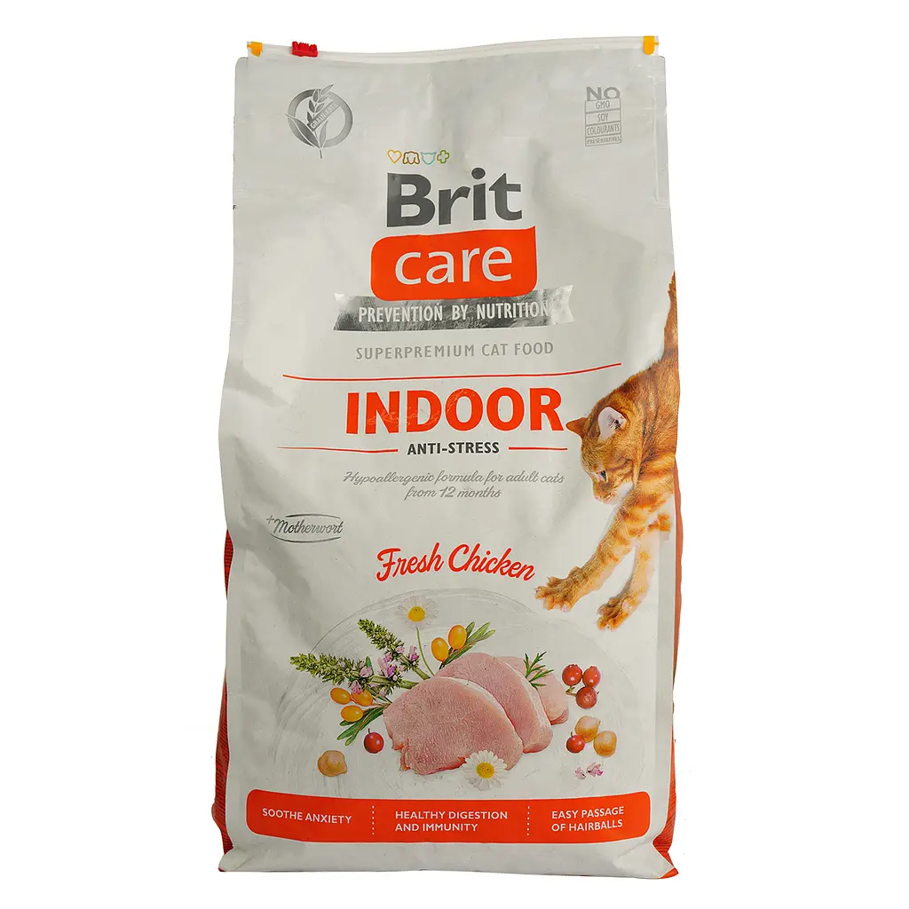 Сухой корм для котов, живущих в помещении Brit Care Cat GF Indoor Anti-stress с курицей 7 кг - фото 2