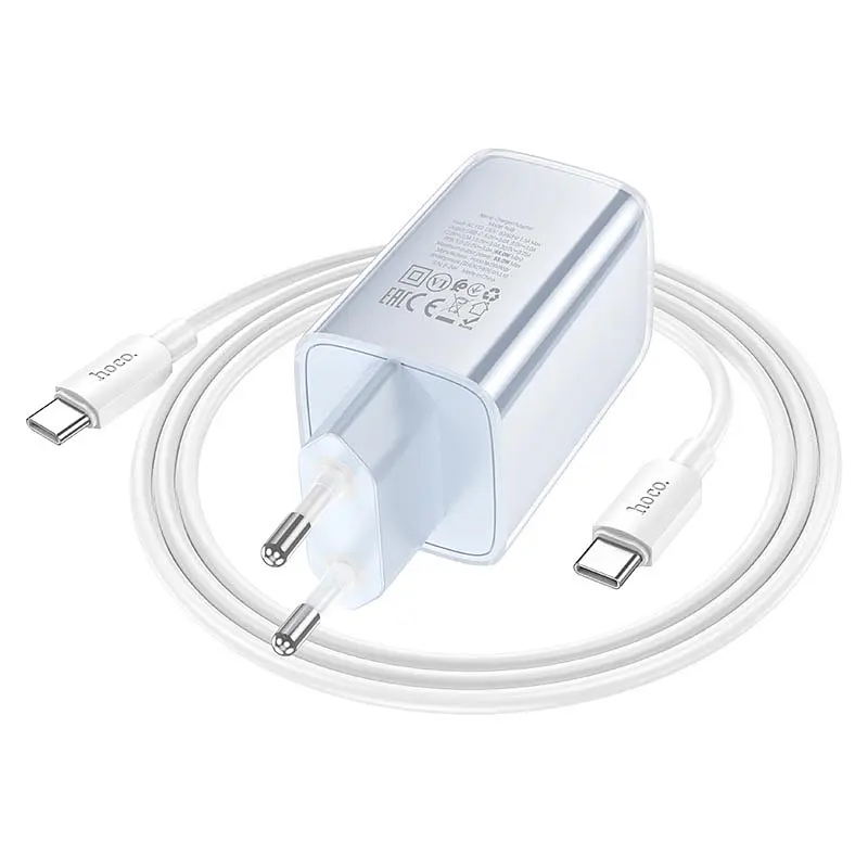 МЗП Hoco N48 Glorious PD65W (1USB-C) + кабель Type-C to Type-C Blue - фото 3