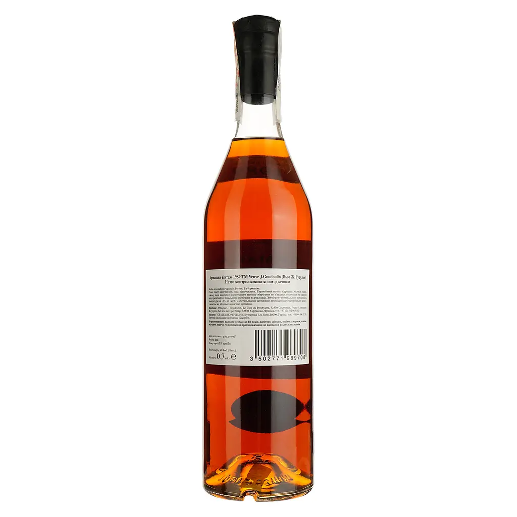 Арманьяк Veuve J. Goudoulin Bas Armagnac 1989 40% 0.7 л в подарочной коробке - фото 3