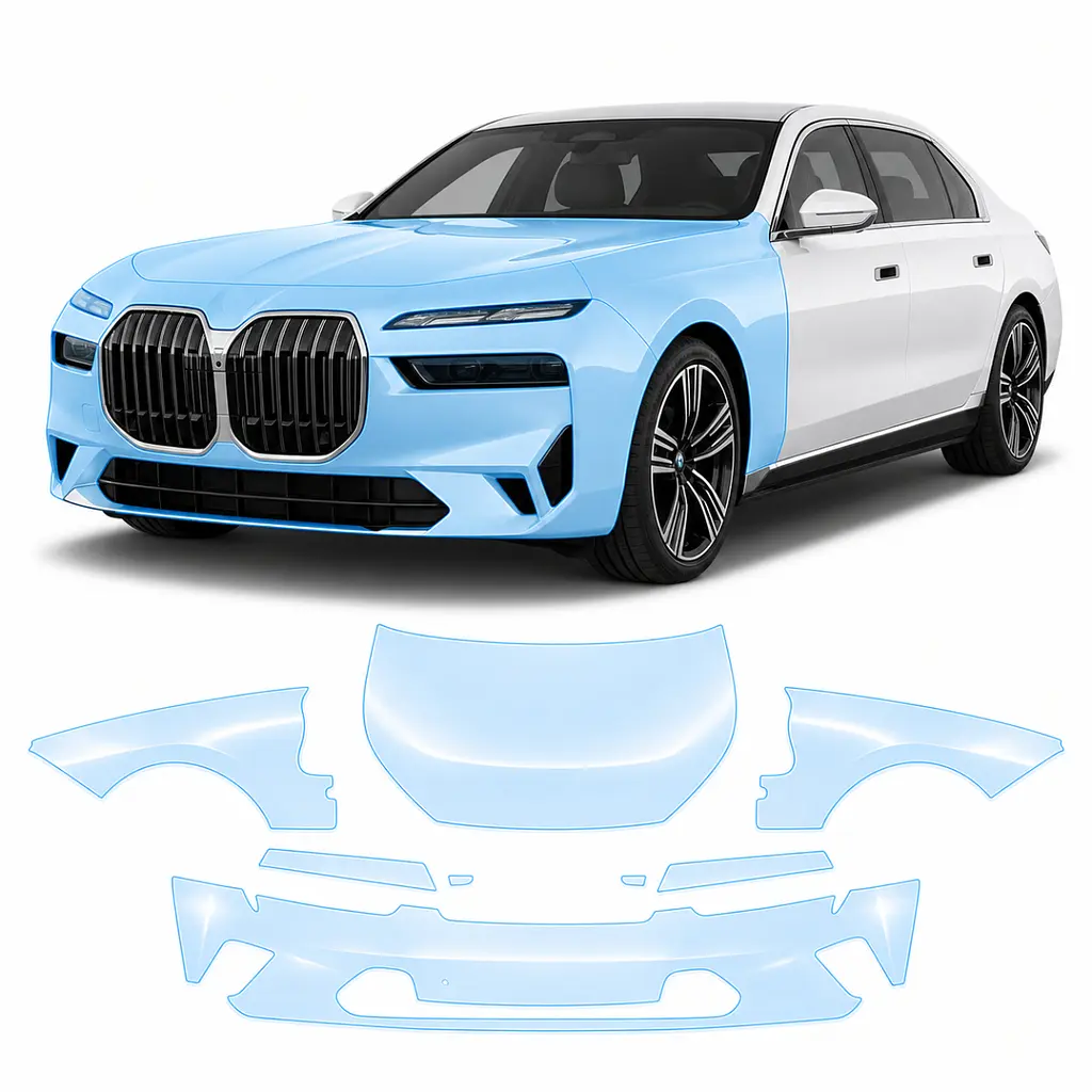 Антигравійна захисна бронеплівка за лекалами для BMW i7 G70 2022- передня частина авто (капот бампер фари крила)