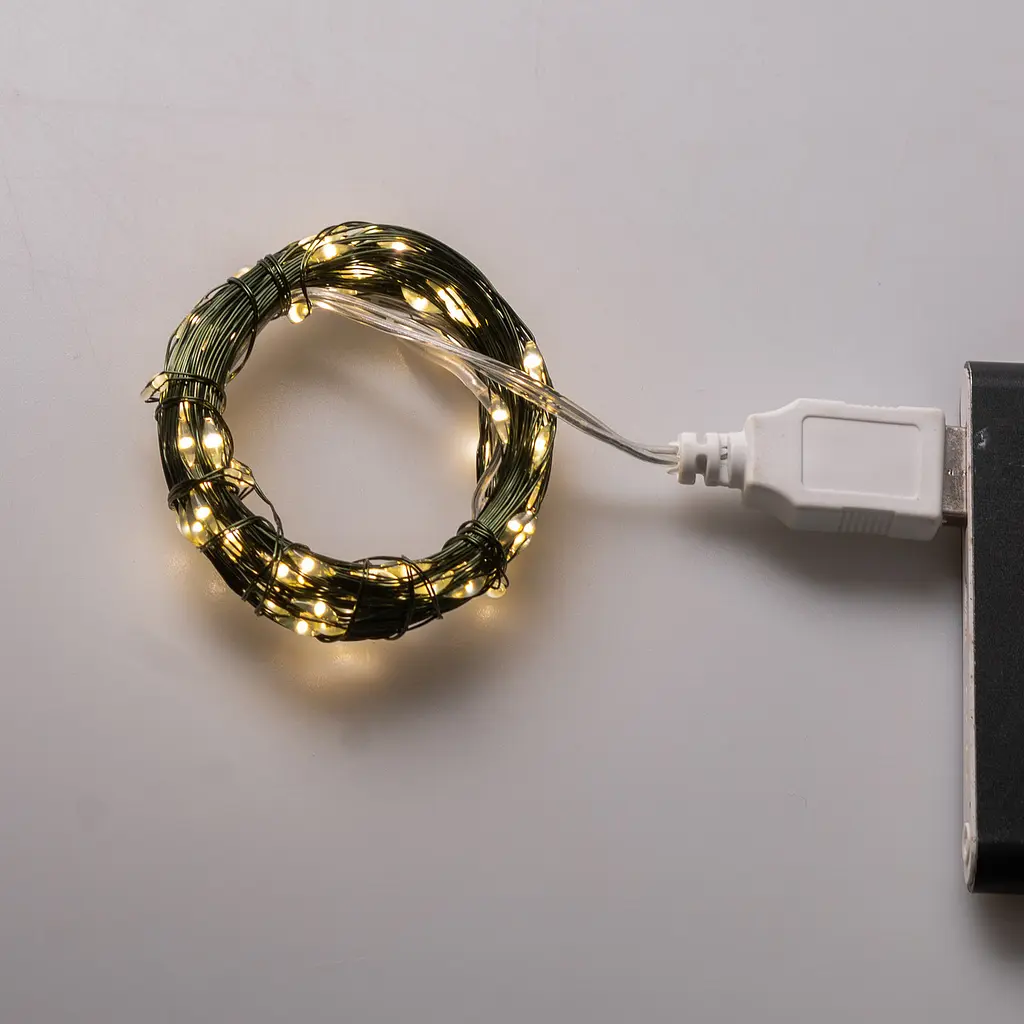 Гірлянда Роса нитка 100 LED довжина 10 м від USB зелена, жовтий GarlandoPro USB100L10MGY - фото 9