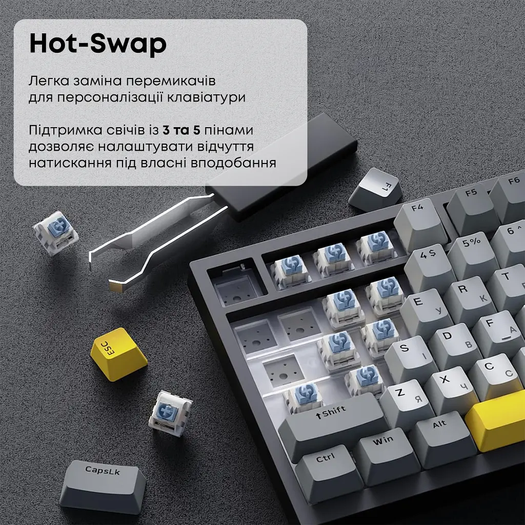 Клавіатура Ajazz AK820 Sea Salt Switch RGB USB-C UA Black (AK820-SS-BGY) - фото 11
