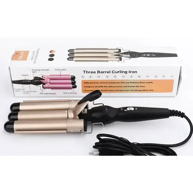 Плойка тройная Curli Girls М11 керамическое покрытие стайлер голливудская волна золотая - фото 8