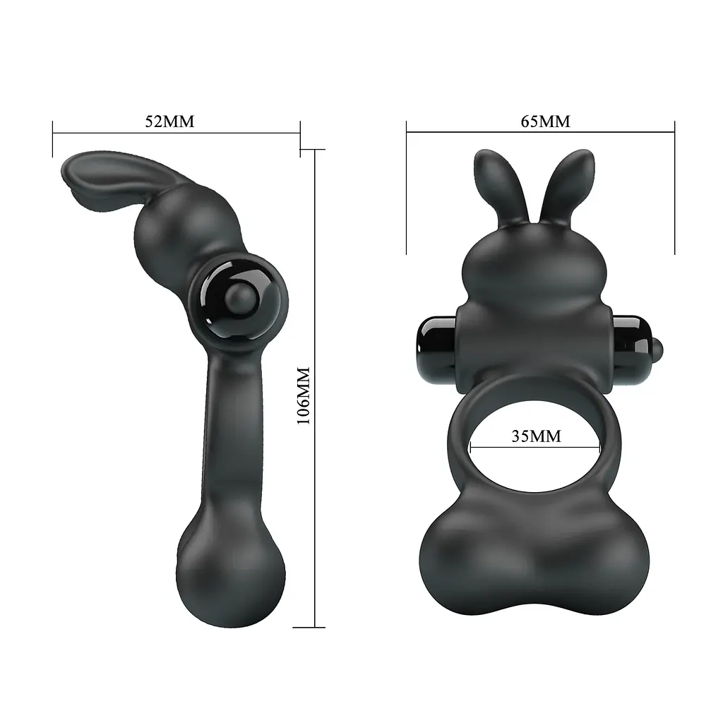 Ерекційне кільце Pretty Love Vibrant Penis Ring Yusuf Black - фото 7