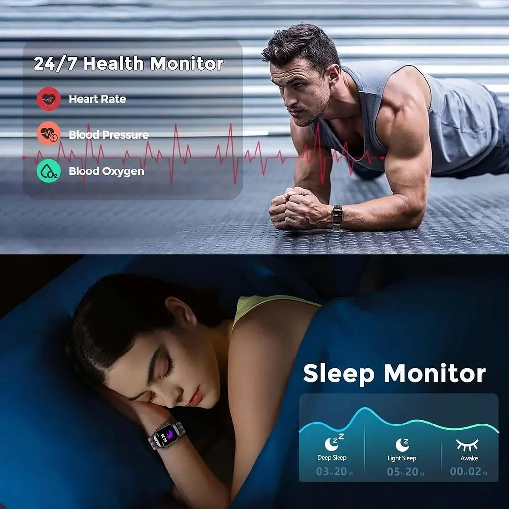 Розумний годинник Viran для чоловіків 1.96 дюйма AMOLED Fitness Tracker Smartwatch - фото 8