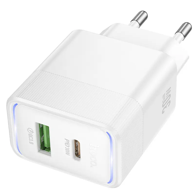 Мережевний зарядний пристрій Hoco CS112A Lounge PD30W+QC3.0 1USB-A/1C White - фото 3