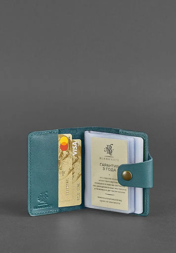 Жіночий шкіряний кард-кейс 7.1 (Книжечка) зелений - фото 3