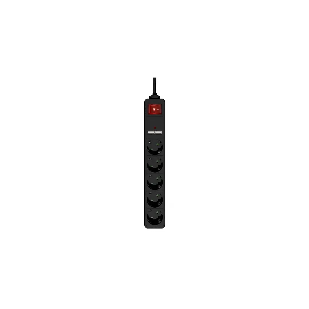 Мережевий фільтр живлення EnerGenie 5 розеток 1.5 м Black (SPG5-U2-5-02) - фото 2