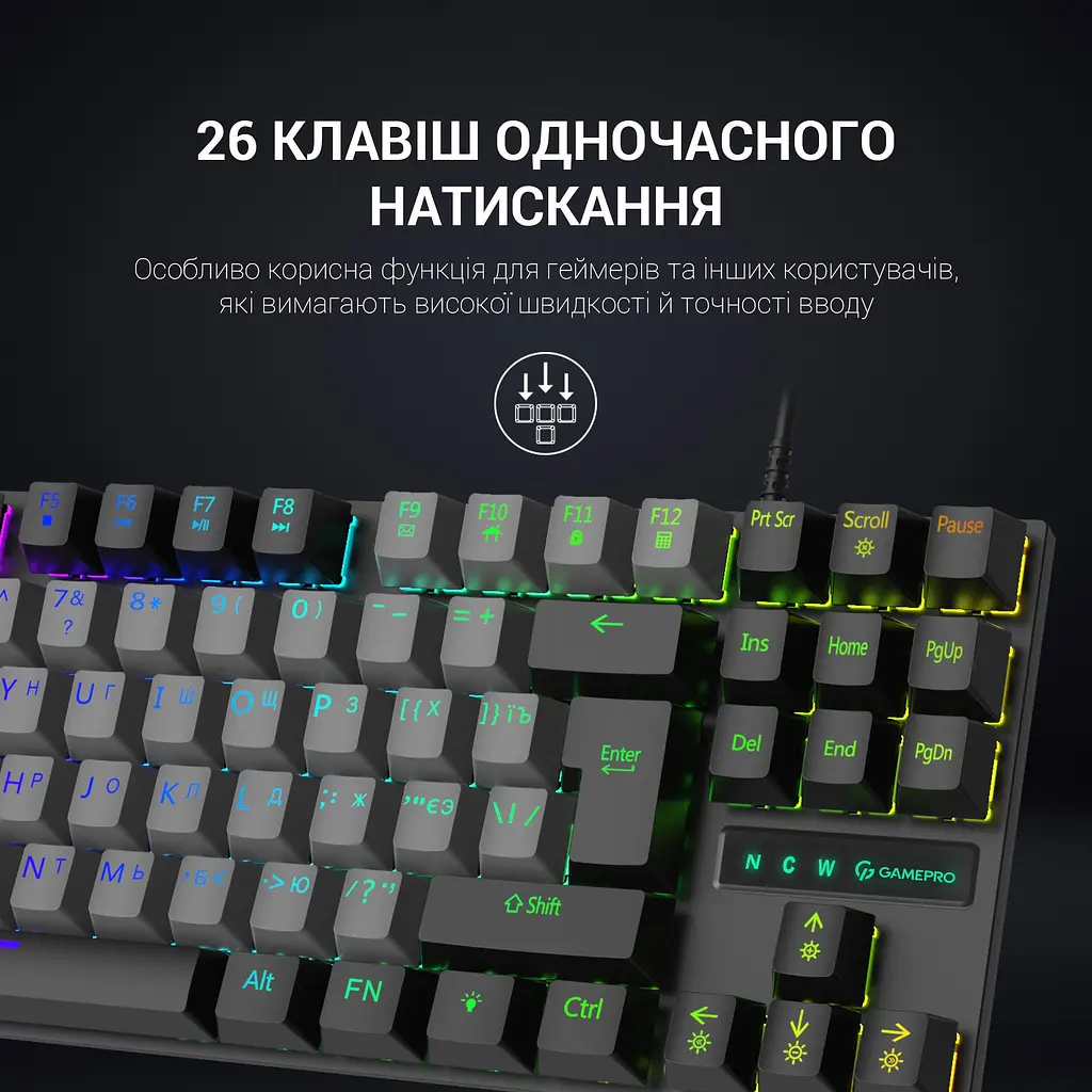 Клавіатура GamePro Blue Switch механічна (MK100B) - фото 9