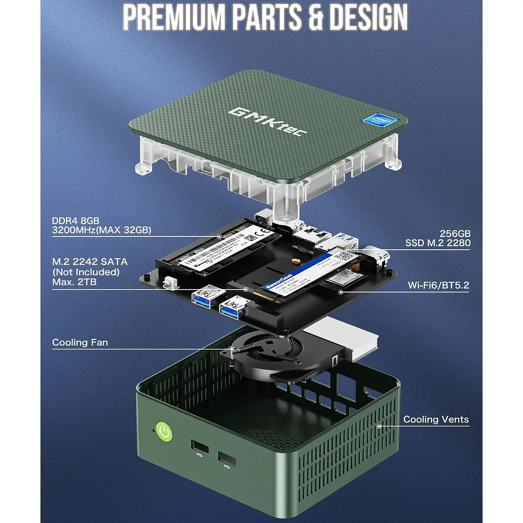 Неттоп GMKtec G3 8/256GB Green [157597] - фото 11