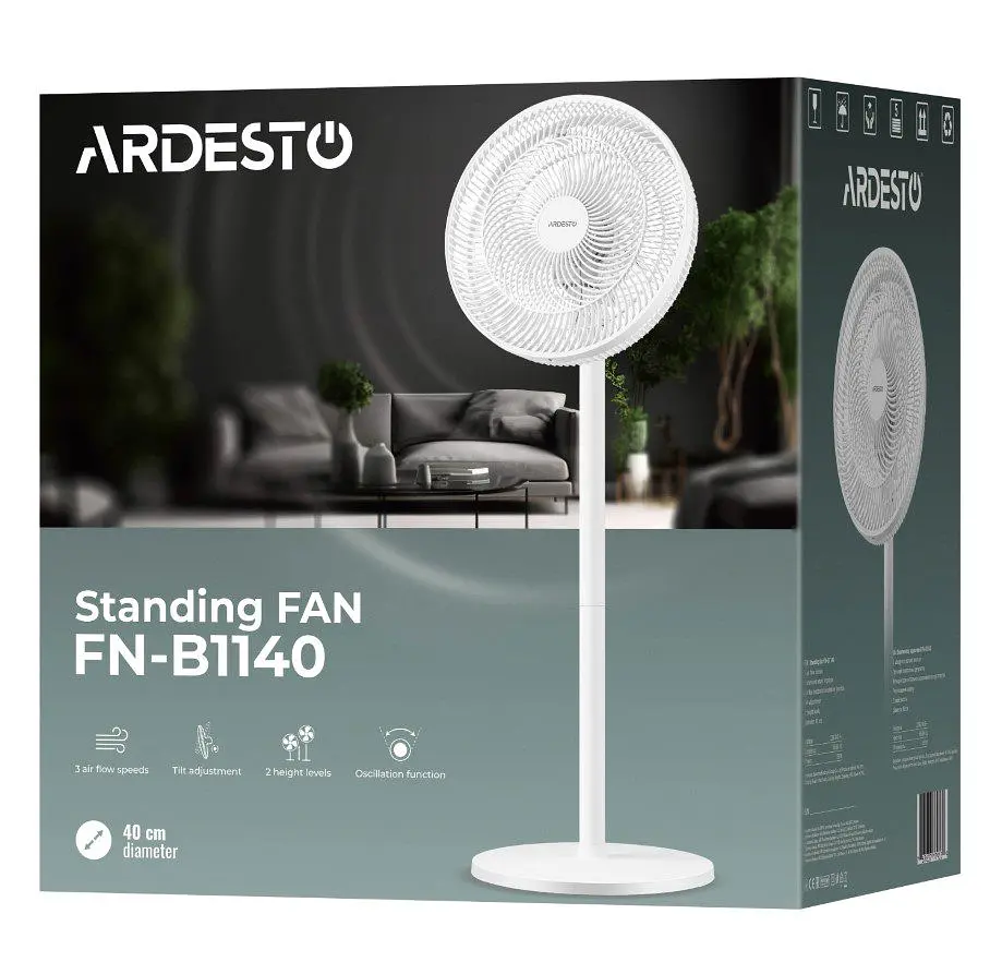 Вентилятор підлоговий Ardesto FNB-1140 40 см, 55 Вт, опора кругла - фото 5