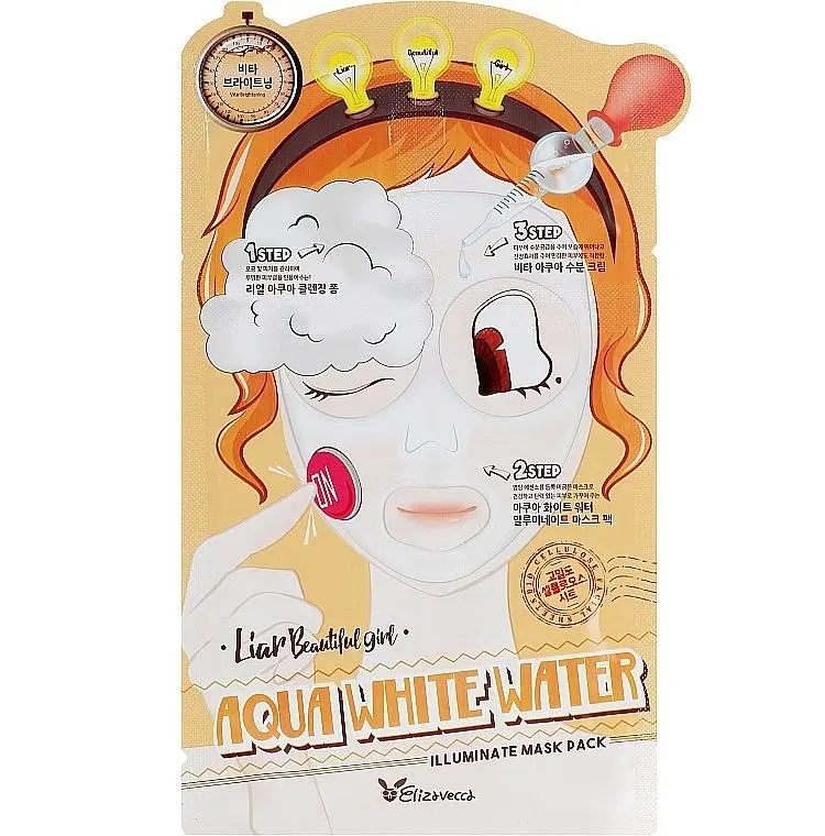Триступенева маска освітлювальна та зволожувальна 25 мл Elizavecca Aqua White Water Illuminate Mask - фото 2