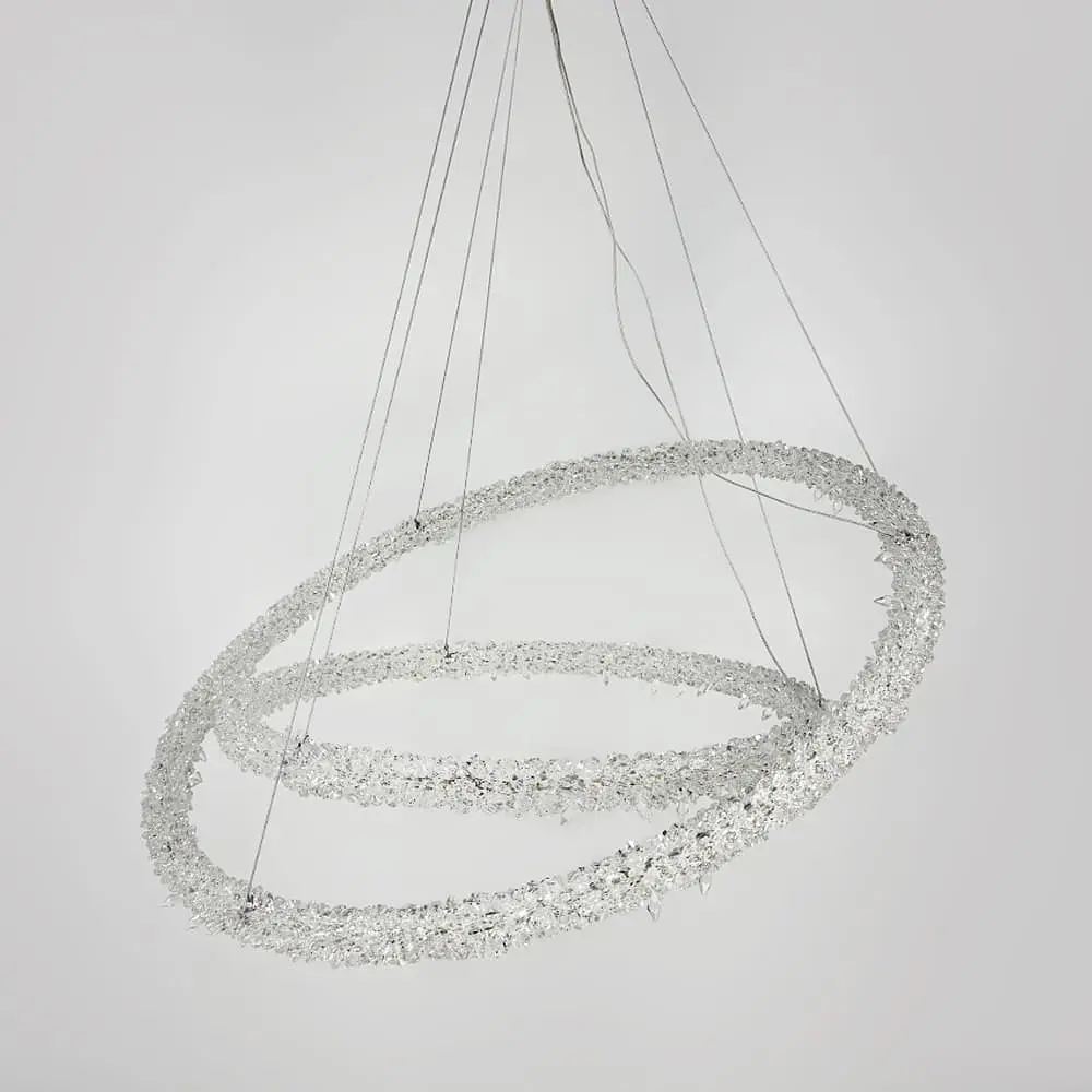 Невероятная хрустальная подвесная люстра Ø 80+60 см Ст. MD9105R-800+600 CH | Line F - фото 8