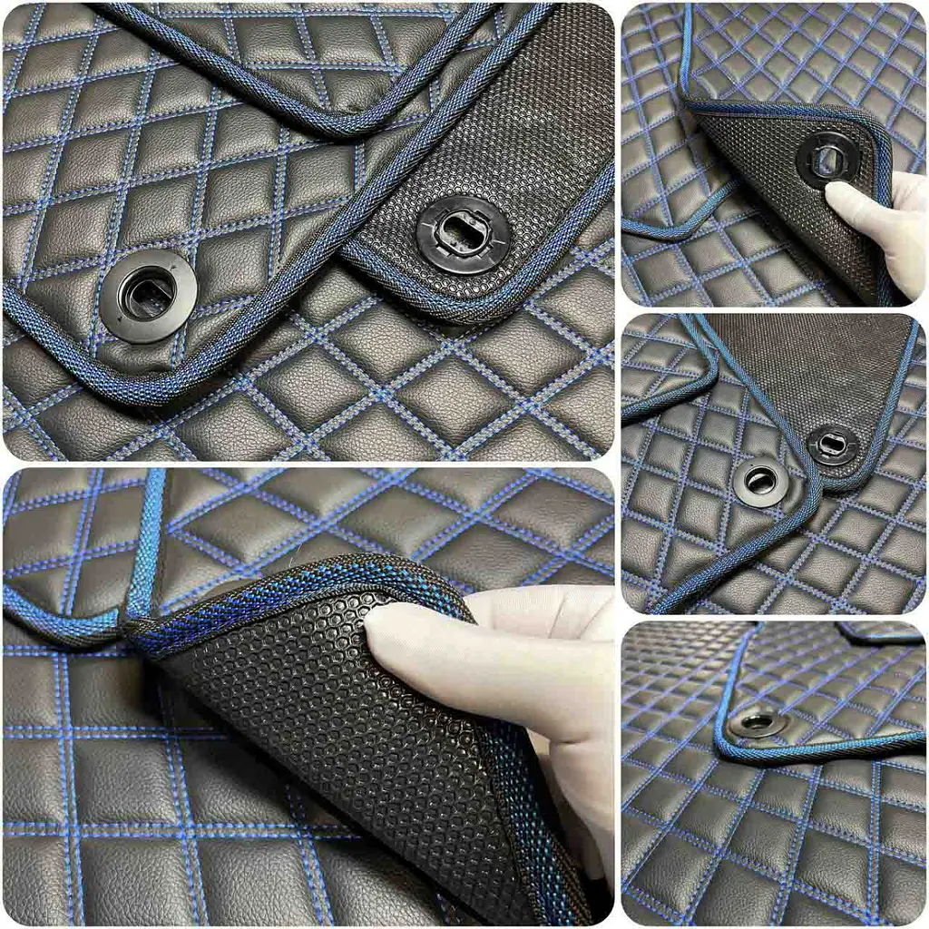 Килимки в салон Екошкіра для Volkswagen Touran I / II 2003-2015 Чорні 5 шт (Rombus) - фото 4