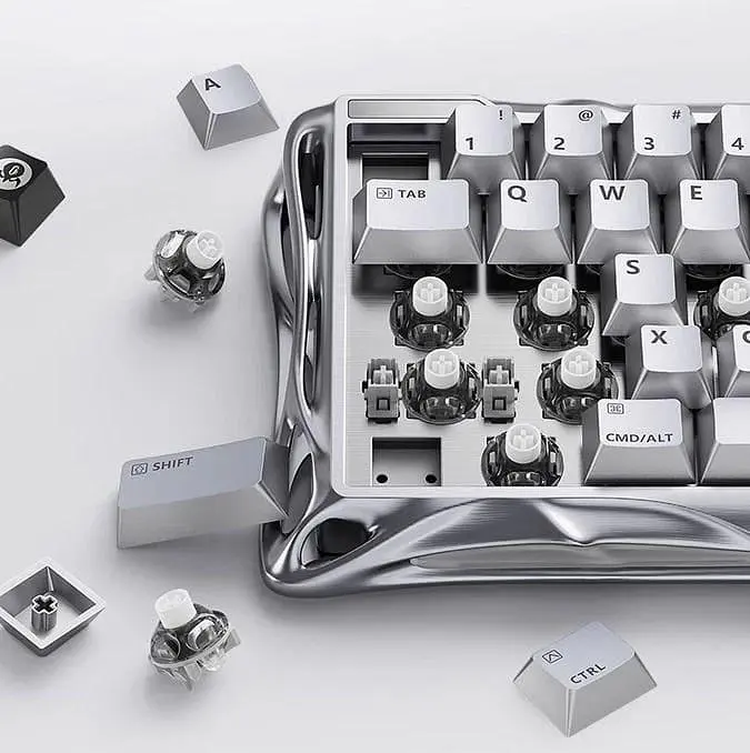 Клавиатура GravaStar Mercury V60 Pro 60 keys Blackcore 8K USB-A RGB Chrome Silver (GSV60PRO_XTAL_SLV) - фото 3