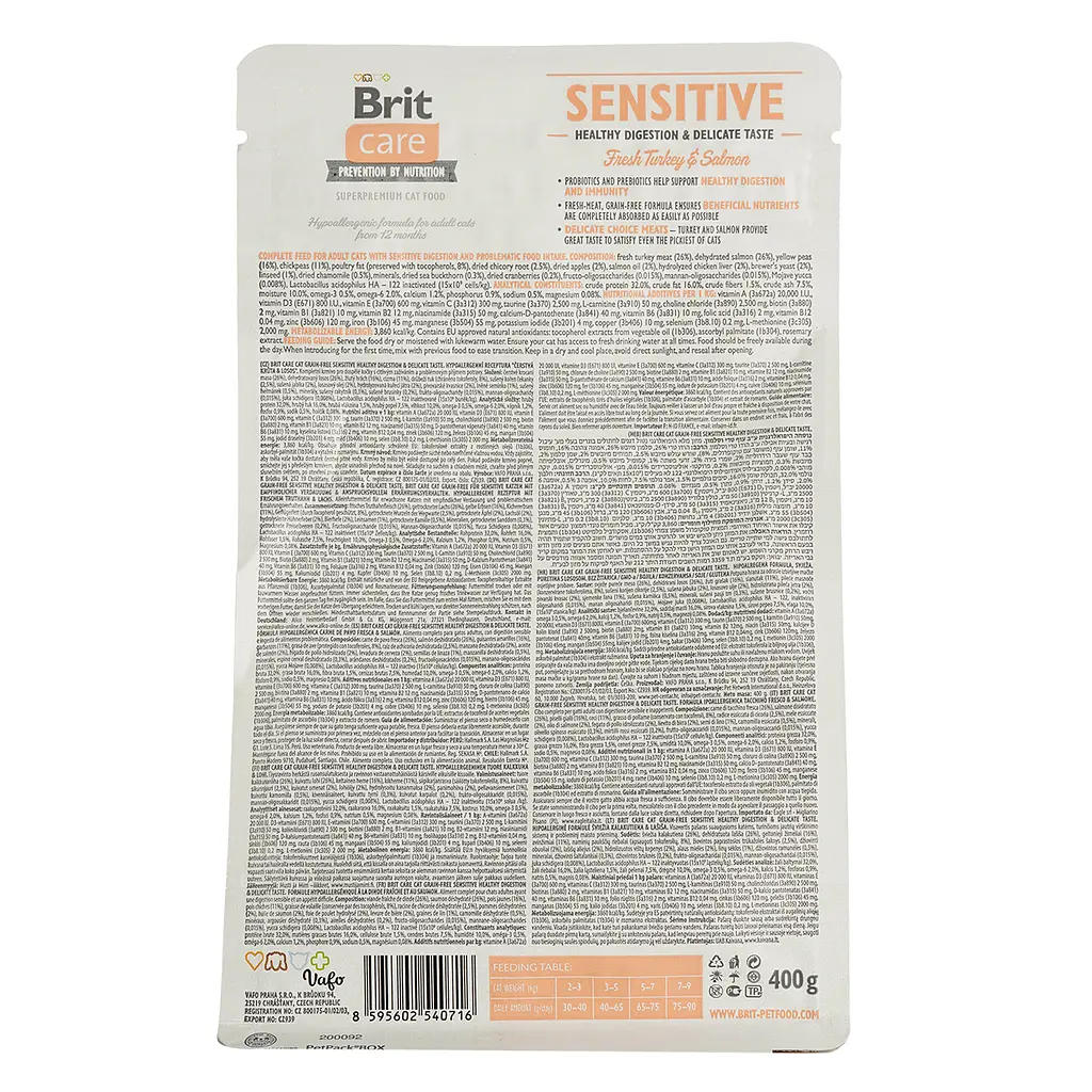 Сухой корм для кошек с чувствительным пищеварением Brit Care Cat GF Sensitive Digestion&Delicate Taste со свежей индейкой и лососем 0.4 кг - фото 5
