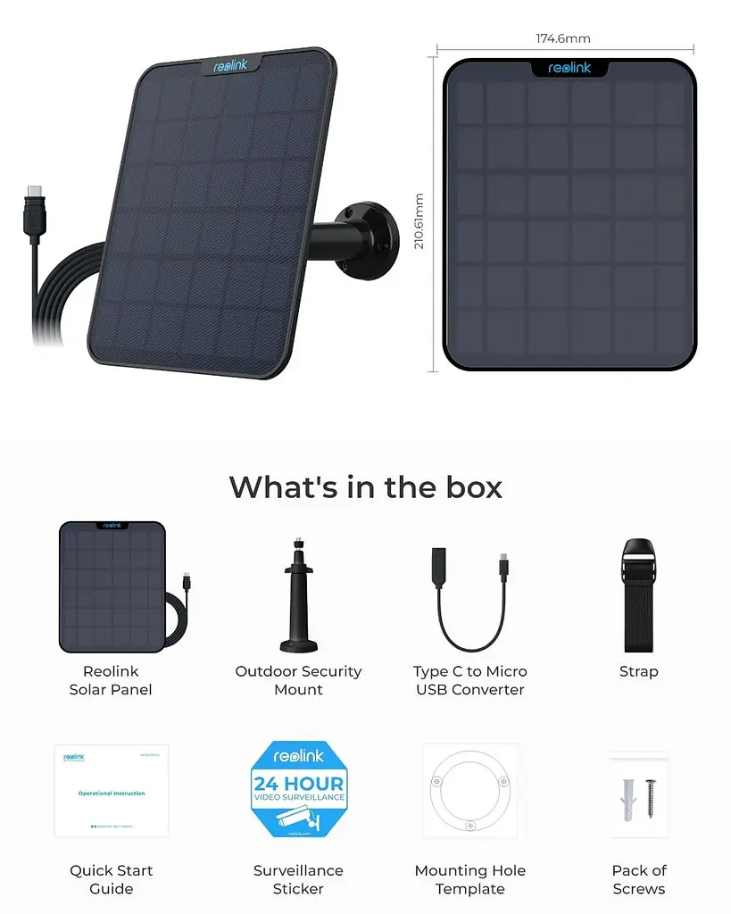 Сонячна панель Reolink Solar Panel 2 Чорний - фото 3