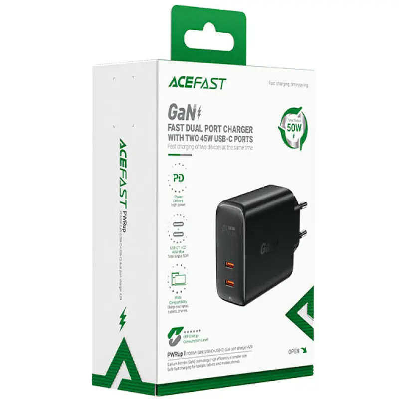 МЗП Acefast A29 PD50W GaN (2USB-C) Black - фото 4