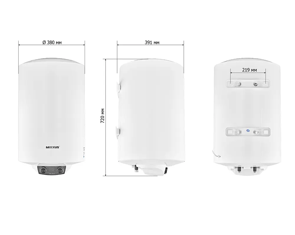 Водонагреватель "Цилиндр" Mixxus EWH-08050 Round Dry накопительный 50 л сухой тэн 2 kW WH0608 - фото 3