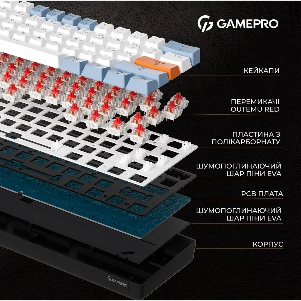 Клавіатура GamePro MK130R Hot-Swap Red Switch Black [121471] - фото 11