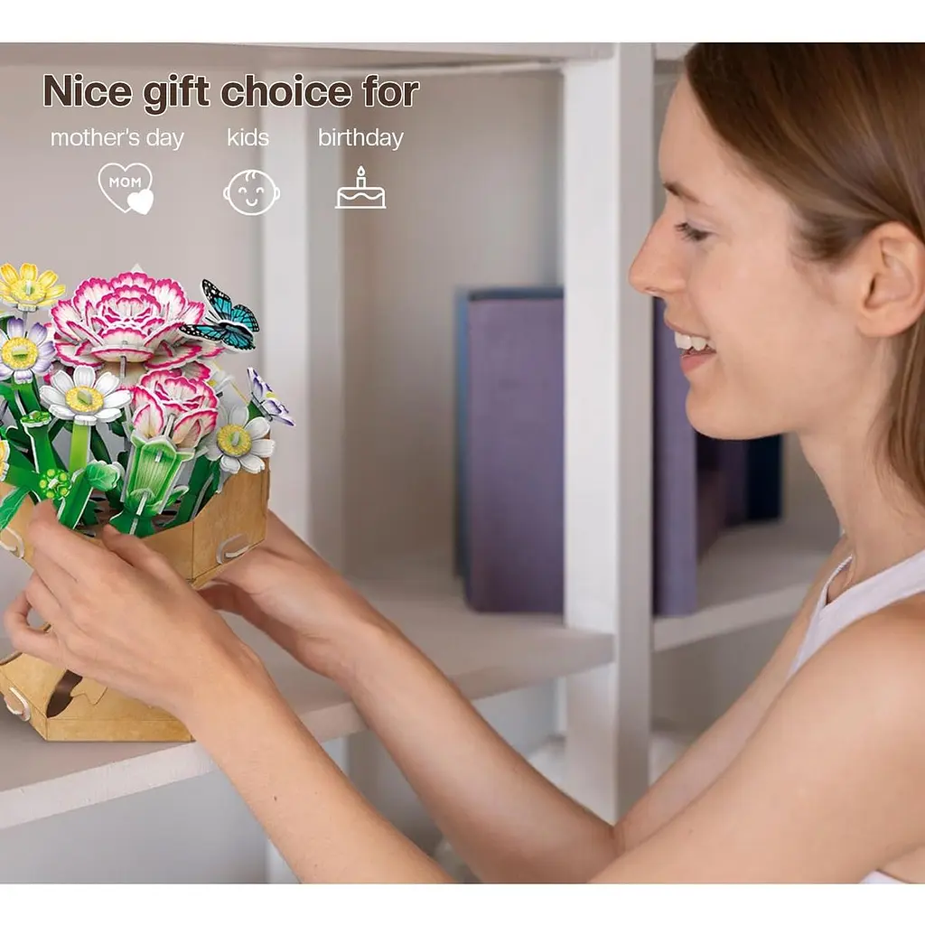 Трехмерная головоломка-конструктор Cubic Fun Flower Bouquet Carnation Букет цветов Гвоздики (W3300h) - фото 4