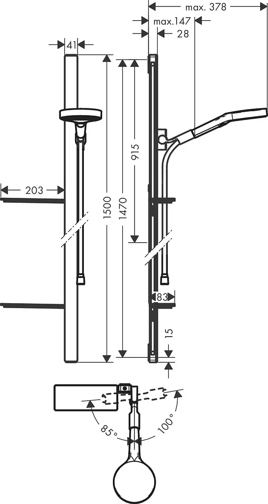 Душовий гарнітур Hansgrohe Rainfinity 130 3jet 27673000, Хром - фото 2
