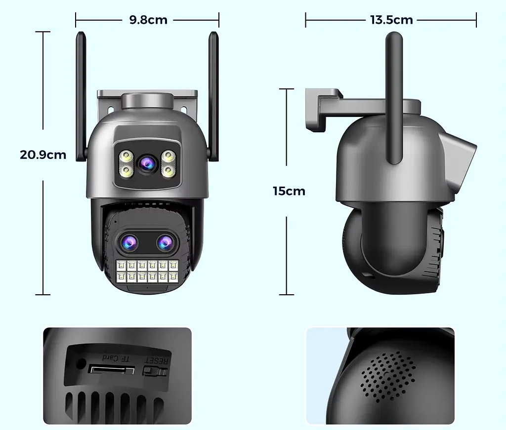 Вулична WiFi IPкамера Besder A20QQ  15Мп чорна 3 об'єктиви Zoom 10-кратний - фото 3