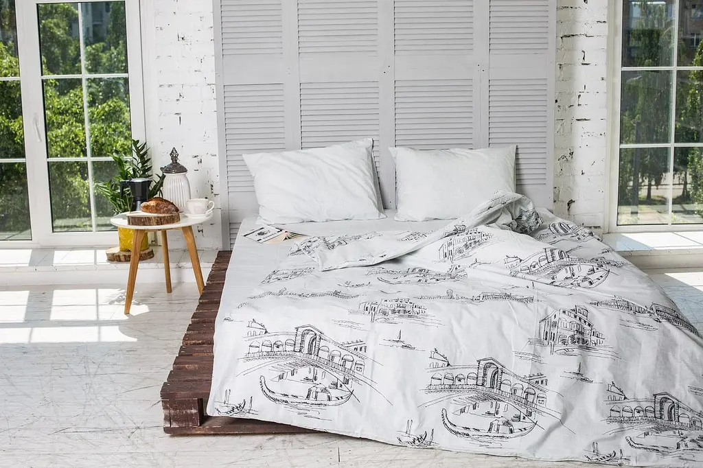 Комплект постільної білизни Ecotton двоспальний Сімейний 150х215 см білий Місто (20735) - фото 5