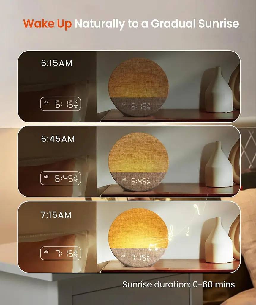 Світловий будильник Dreamegg Sunrise 1 з білим шумом і нічником - фото 5