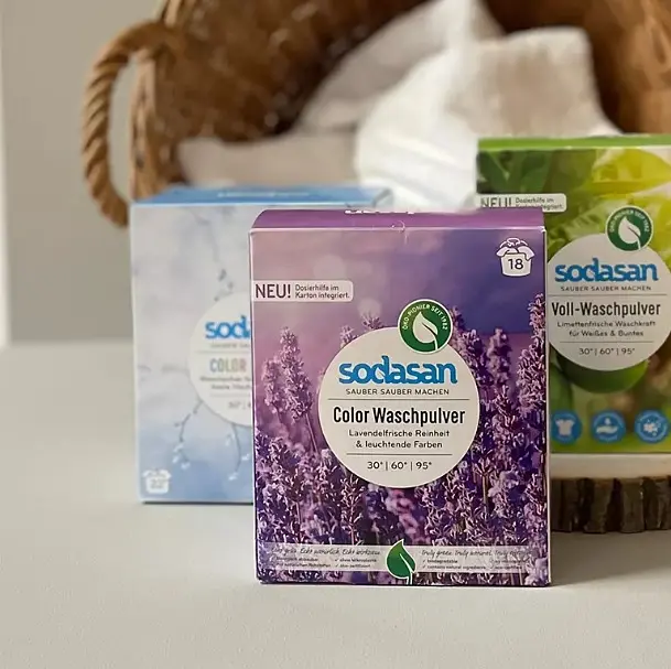 Органічний пральний порошок-концентрат Compact для кольорових та чорних речей з пом'якшувачем води SODASAN 1 кг - фото 2