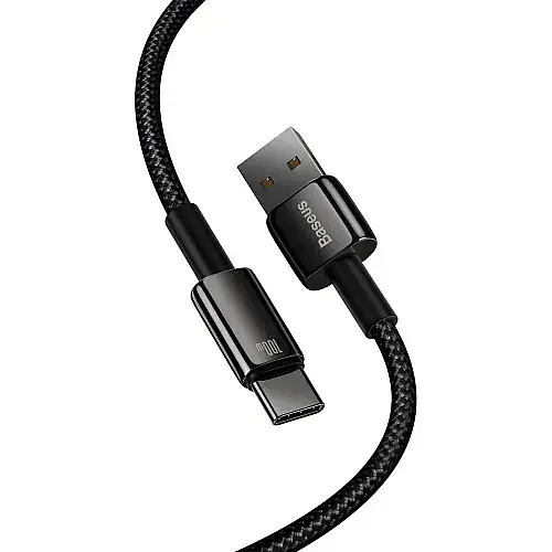 Кабель Baseus Tungsten Gold Fast Charging Cable USB to Type-C 100W 1m CAWJ000001 Black - фото 5