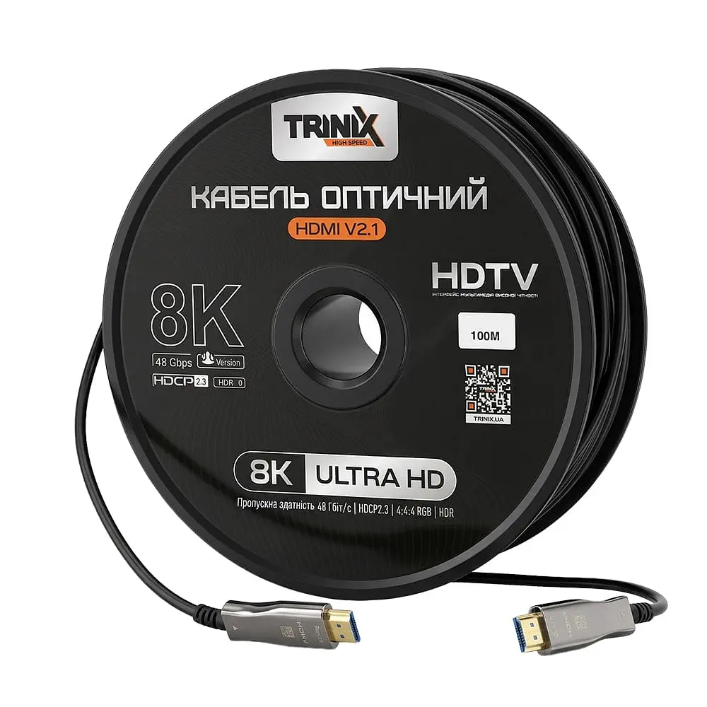 Кабель HDMI V2.1 оптичний Trinix 100м (AOC-HDMI8k-100m) (74-00144) - фото 6