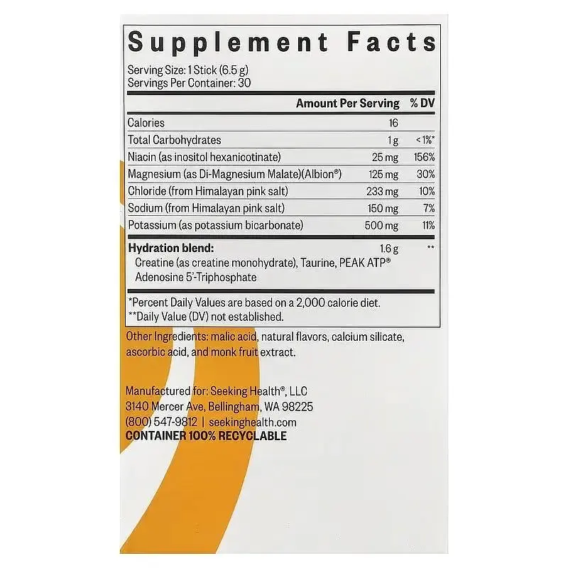 Електроліти Seeking Health Optimal Electrolyte смак апельсину 30 стіків - фото 2