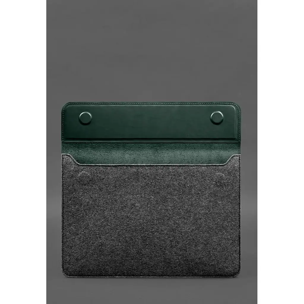 Чохол-конверт BlankNote Crazy Horse для MacBook 14 із клапаном шкіра+фетр Зелений - фото 3