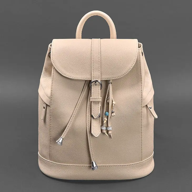 Кожаный женский рюкзак Олсен светло-бежевый - фото 8