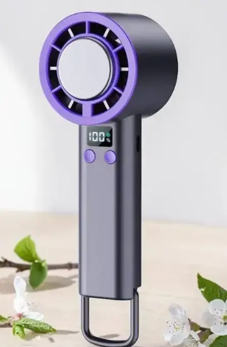 Портативний міні вентилятор ZR-01 акумуляторний USB з дисплеєм Фіолетовий - фото 2