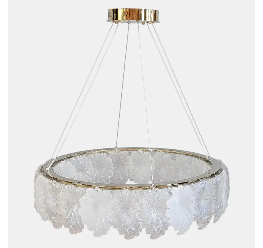 Велика золота LED люстра-квітка Artlight 7066-800GD з рельєфним скляним листям діаметром 78 см - фото 3