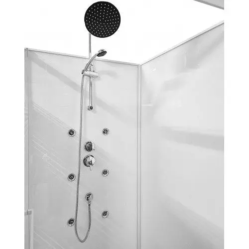 Душовий бокс Grace 90x90x195 см квадратний скло біла смуга профіль білий SLD-319W, Білий, интимато, білий - фото 4
