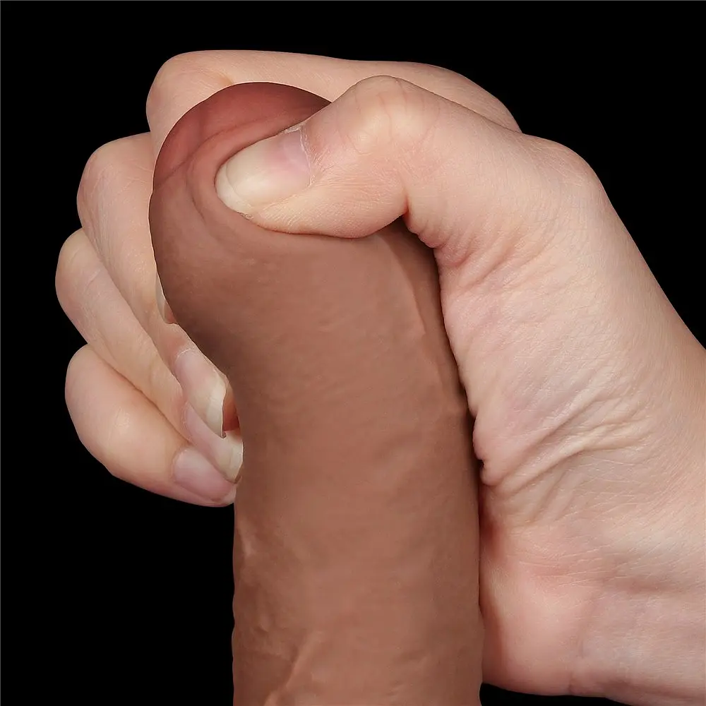 Фаллоимитатор LoveToy Sliding-Skin Dual Layer Dong 7" 18.3 см коричневый - фото 5