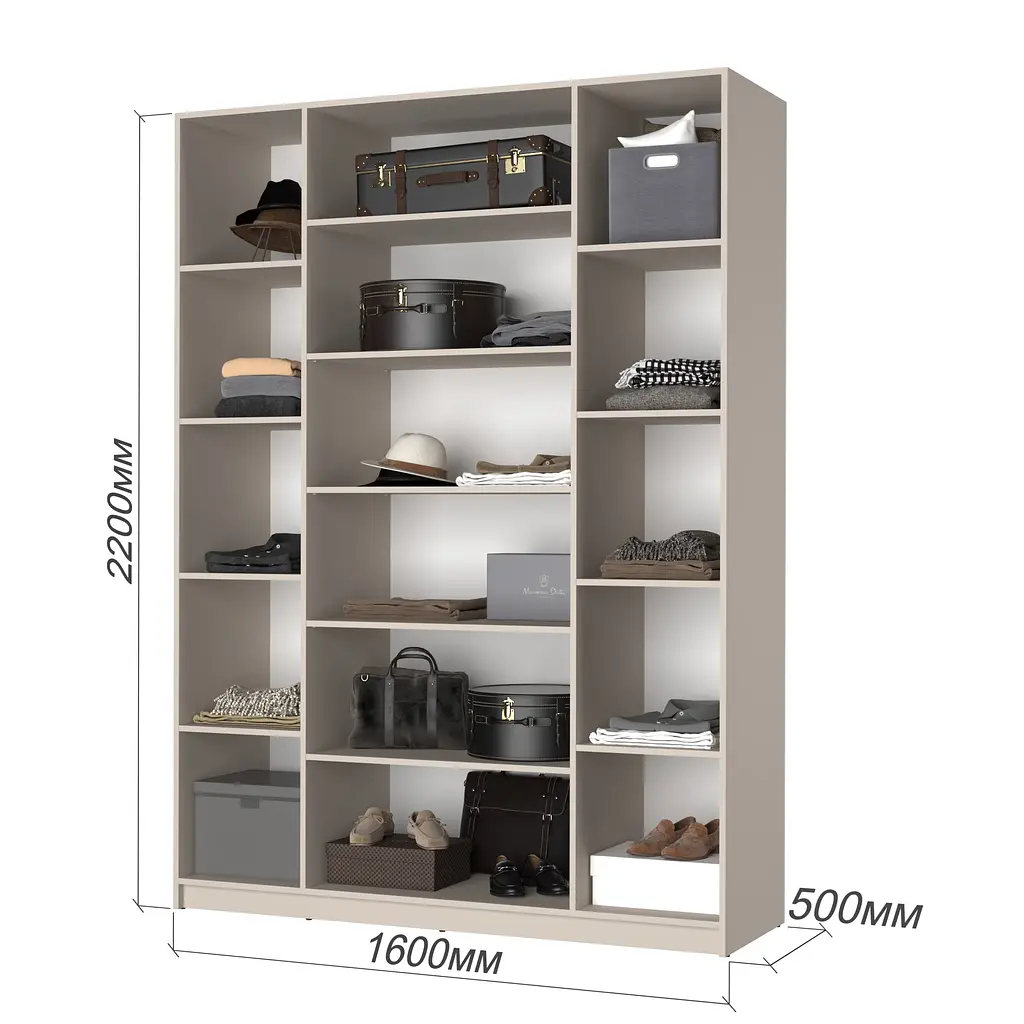 Шафа 4-дверна з антресоллю MebelStar Оскар Gloss BL-B, 4 додаткові полиці 160x52x260 см Дуб тахо/Чорний (MBS-5542) - фото 3