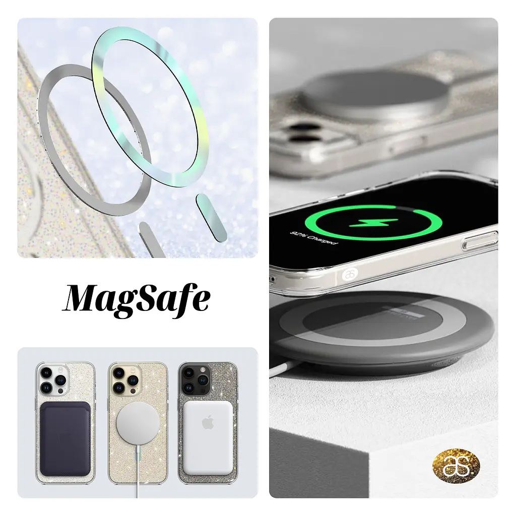 Противоударный чехол для Apple iPhone 14 Plus, Glow MagSafe, прозрачный, с функцией MagSafe, накладка с блестками, ударопрочный TPU+PC, поддержка беспроводной зарядки, ArmorStandart (ARM69723) - фото 4