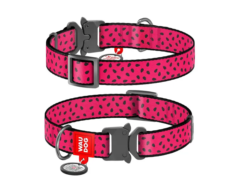 Ошейник для животных WAUDOG Nylon "Арбуз" металлическая пряжка-фастекс L (5148) - фото 4