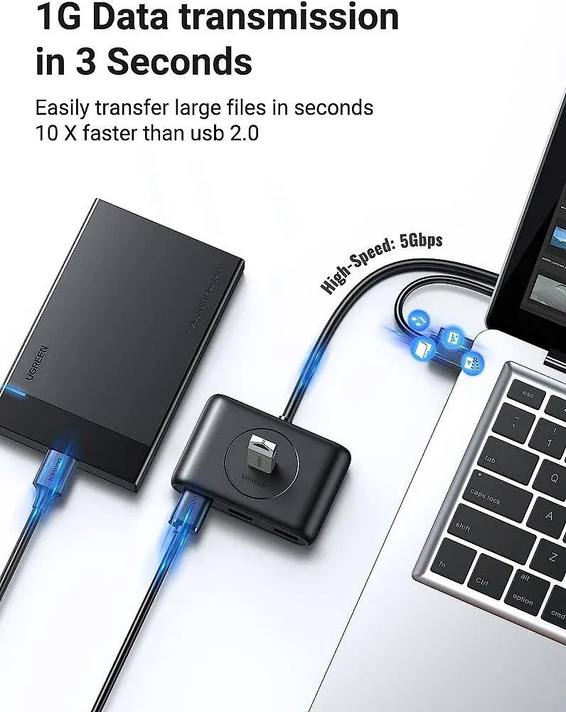 USB-Хаб Ugreen CR113 USB 3.0 Hub 1m (Black) (UGR-20291) - фото 2