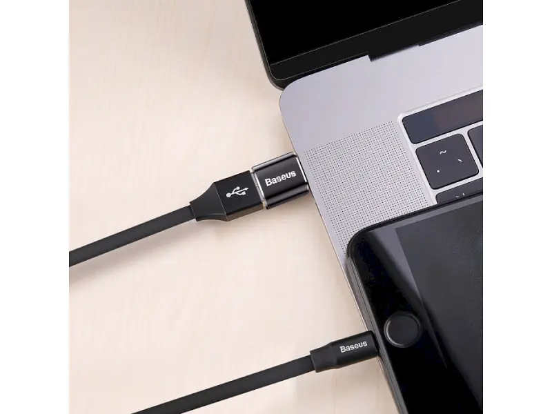 Адаптер USB Type-C BASEUS USB Female To Type-C Male Adapter Converter Black (CATOTG-01) - фото 4