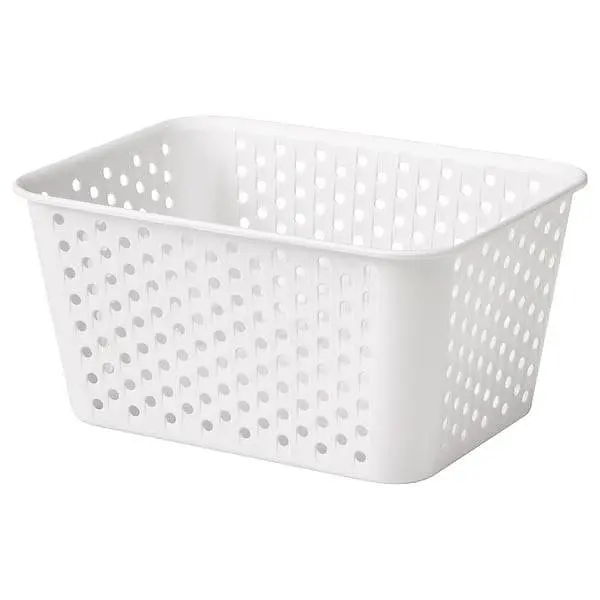Органайзер IKEA 15×20×10 см білий пластиковий контейнер з ручками для зберігання