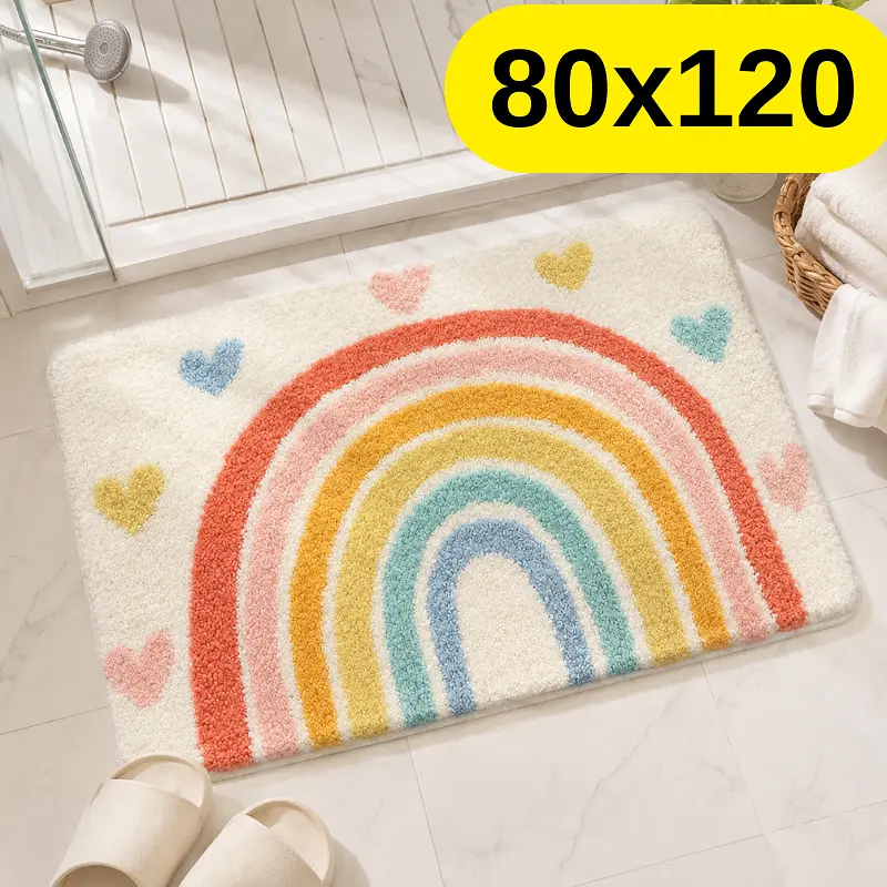 Стильний та практичний килимок для ванної кімнати 80×120 см зі кашеміру — м’який, антиковзкий, вологопоглинаючий KT9000044 - фото 2