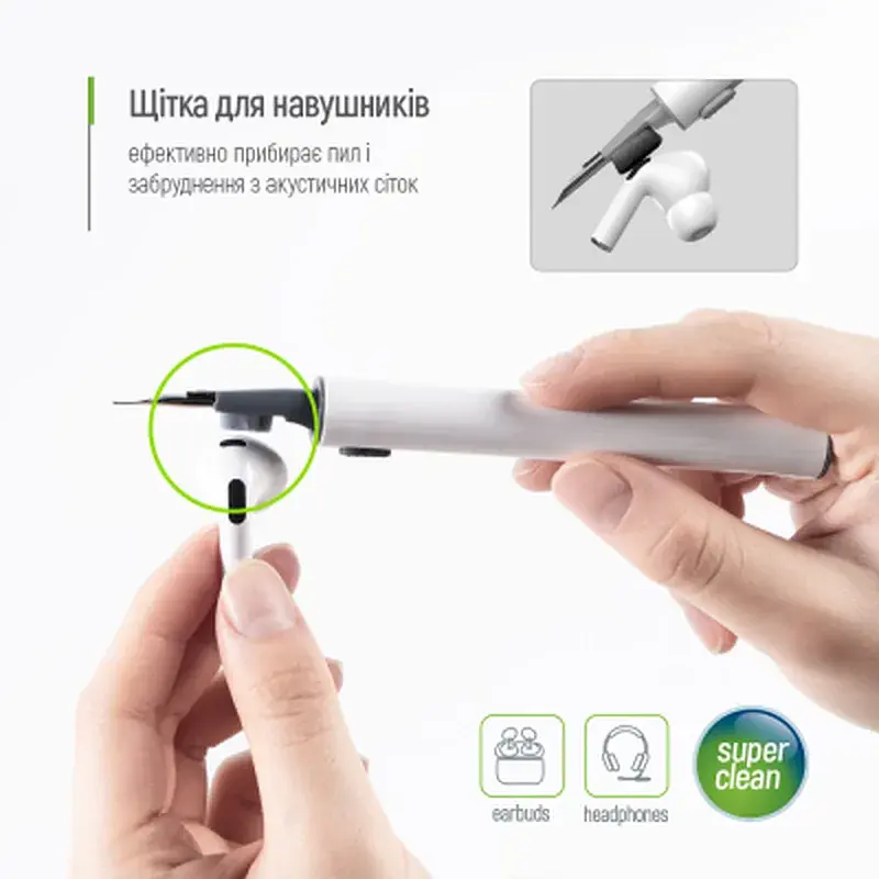 Універсальний чистячий набір ColorWay Cleaning Pen, for Earphones, 3 in 1 (CW-1131) - фото 9
