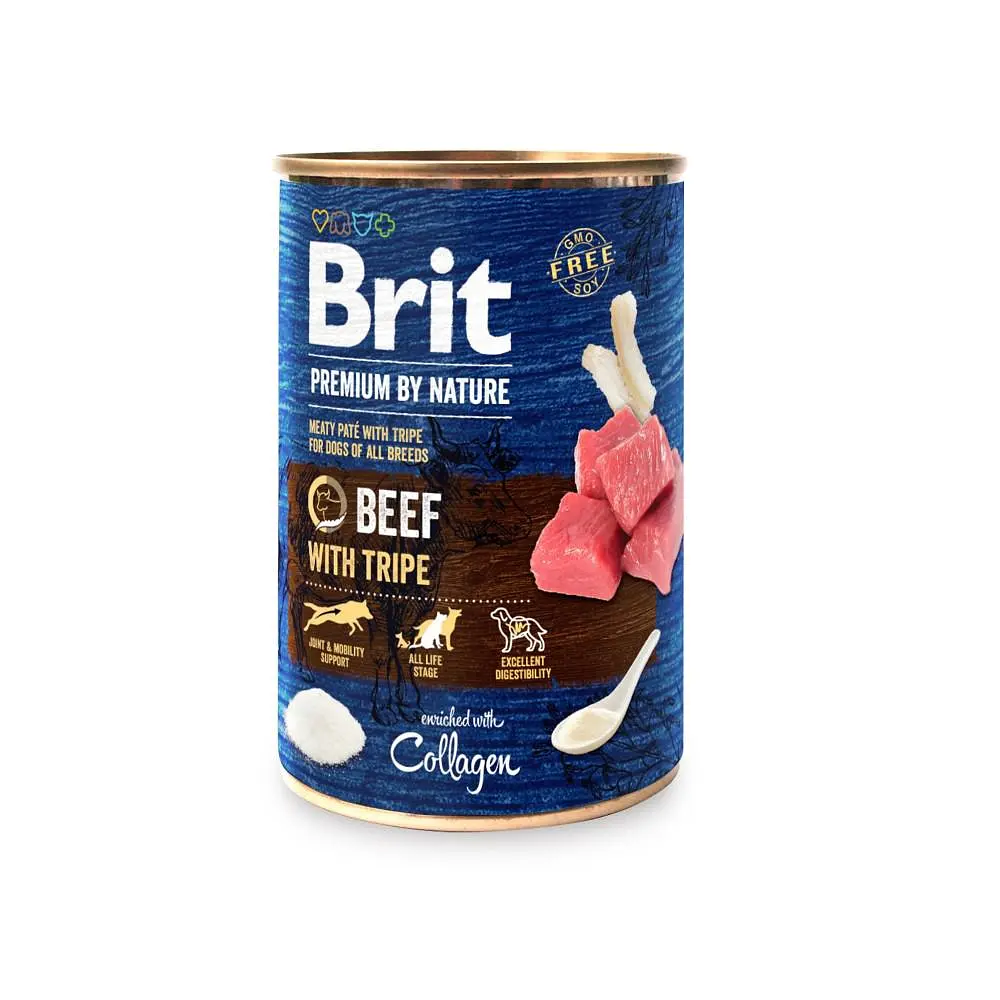 Вологий корм Brit Premium by Nature Бріт для собак, яловичина з тельбухами, 400 г (арт.100411/538584)