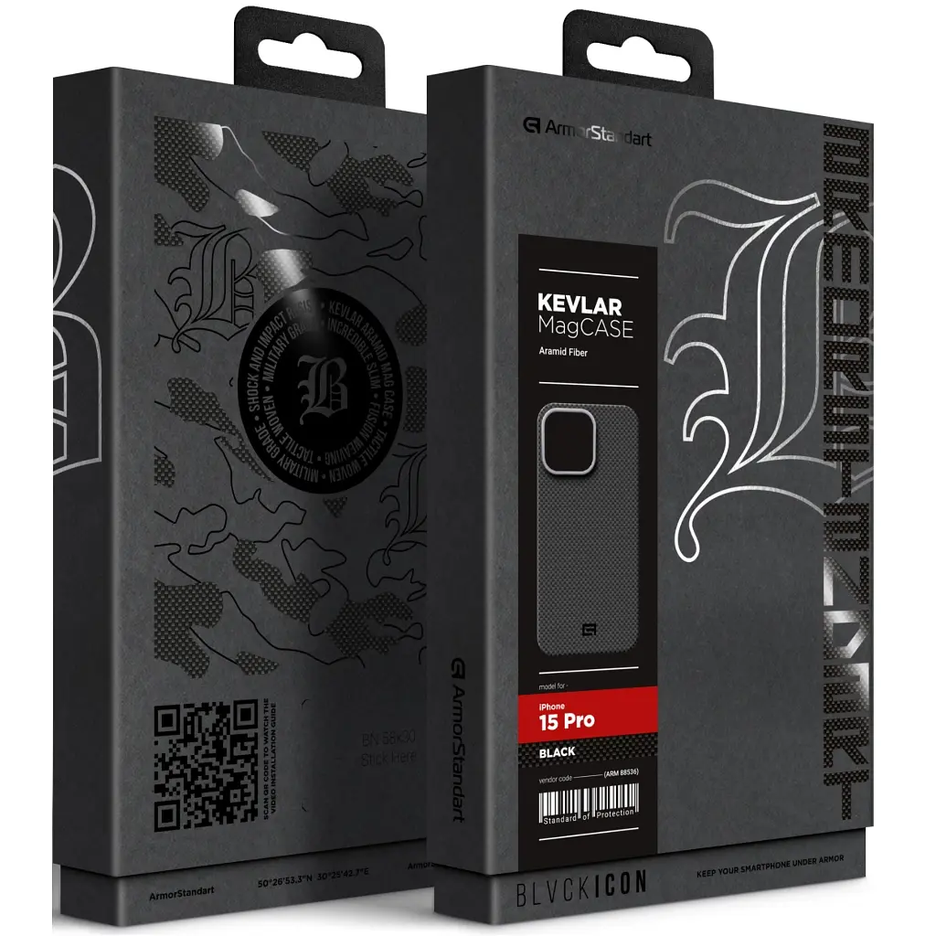 Чохол до мобільного телефона Armorstandart BlackIcon Kevlar MagCase Apple iPhone 15 Pro Black (ARM88536) - фото 2